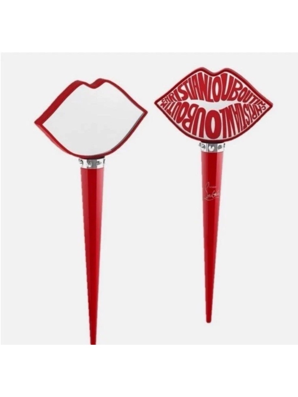 Christian Louboutin Glossy Red Lip Hand Mirror with Script Details